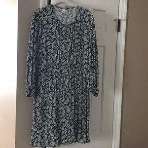 Green & White Floral Dress XL Washable Rayon